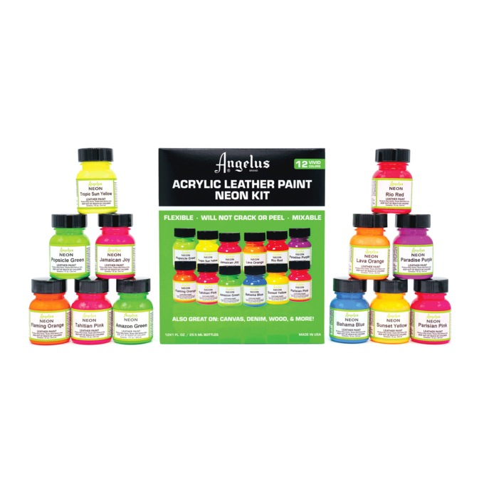 Angelus Neon Acrylic Leather Paint Kit, , large