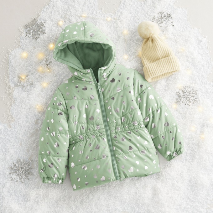 Girl's Puffer Jacket/Hat Set, , large