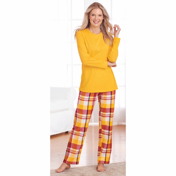 Women's Plaid Flannel PJ Set, , large