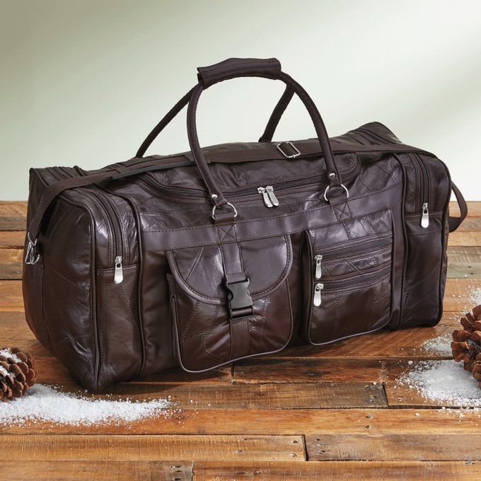 Patch Leather Duffel Bag, , large