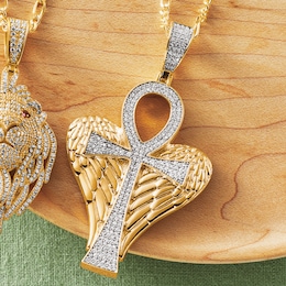 Ankh Cross/Wings Crystal Pendant , , large