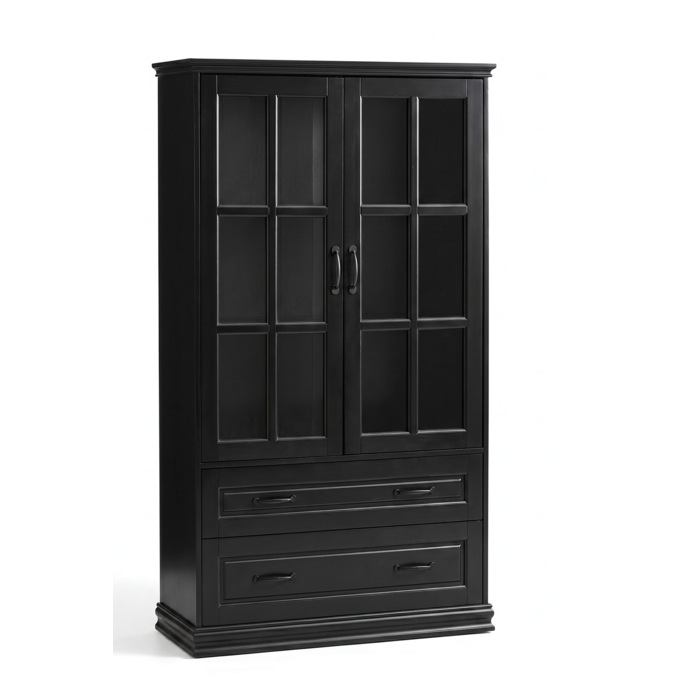 Dawson Media Display Cabinet, Black, large