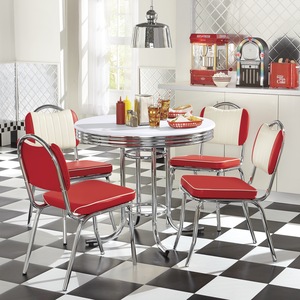 Set of 2 Java Joint Kitchen Chairs, Red/White, large