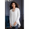 Shania Long-Sleeve Tunic with Scalloped Crochet Edges, , large