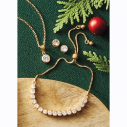 Cubic Zirconia Pendant, Bracelet &amp; Earring Set, , large