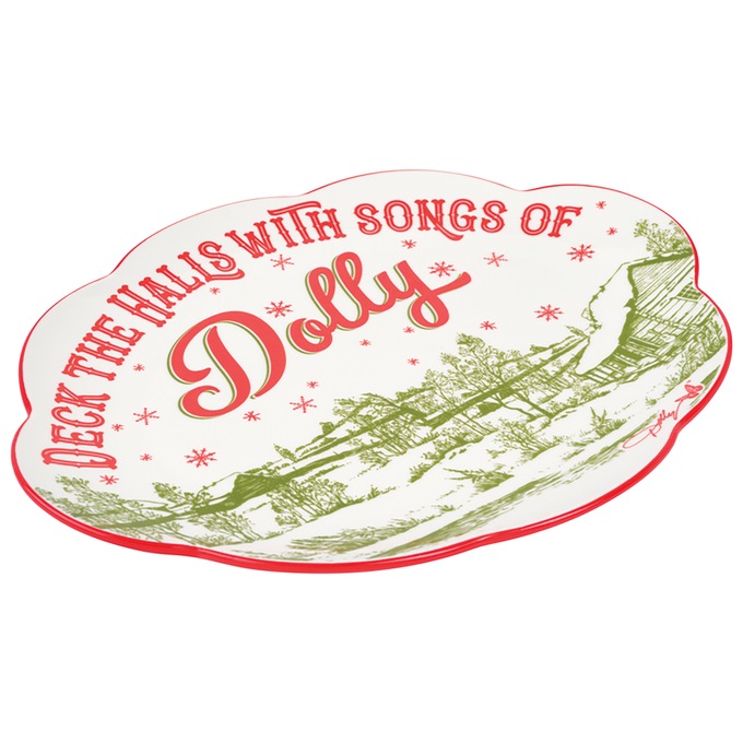 Dolly Parton Holiday Toile 12-Inch Oval Platter, , large
