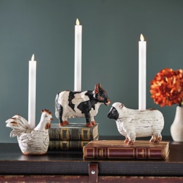 Set of 3 Animal Taper Candle Holders, , large