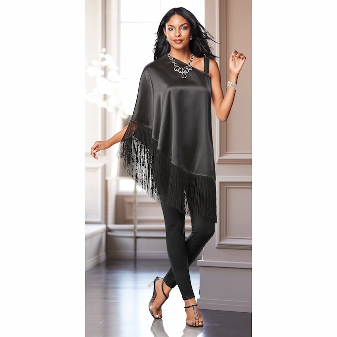 Fringe Tunic, Black, large