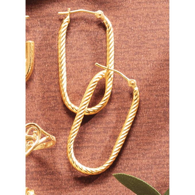 10K Gold Round Band Hoops, , large