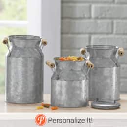 Set of 3 Milk Can Canisters, , large