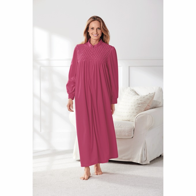Zip Front Velour Robe, , large
