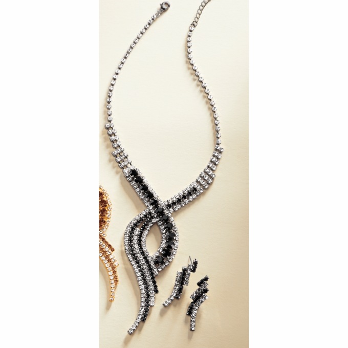 Crystal Swirl Drop Necklace & Earring Set, , large