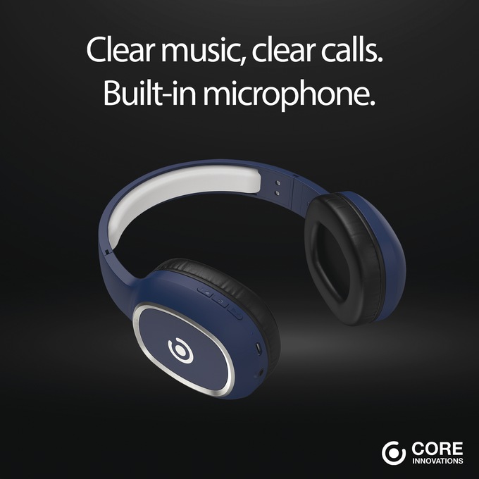 Core Innovations Wireless Bluetooth Headphones, Navy, large
