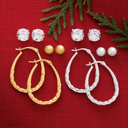 3-Pair Hoop and Stud Earring Set, , large