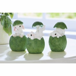 Set of 3 Bunnies in Mossy Eggs, , large