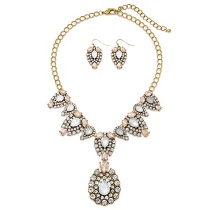 Vintage-Look Crystal Necklace/Earring Set, , large