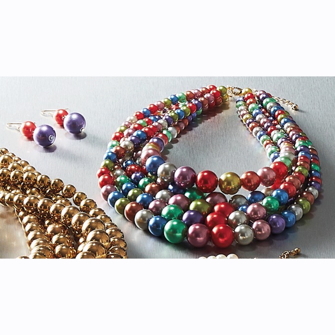 Multi-Strand Bead Necklace and Earring Set, , large