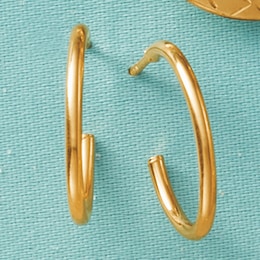 10K Gold Oval Half Hoops, , large