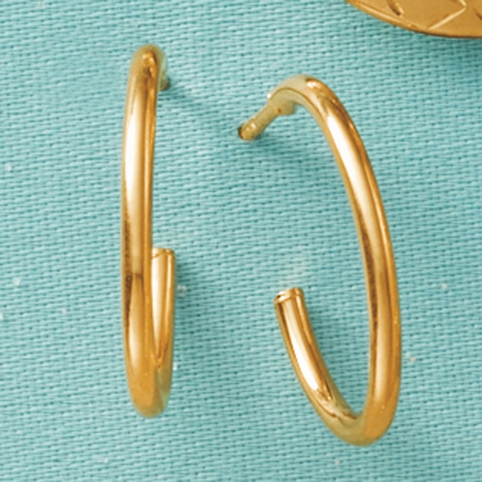 10K Gold Oval Half Hoops, , large