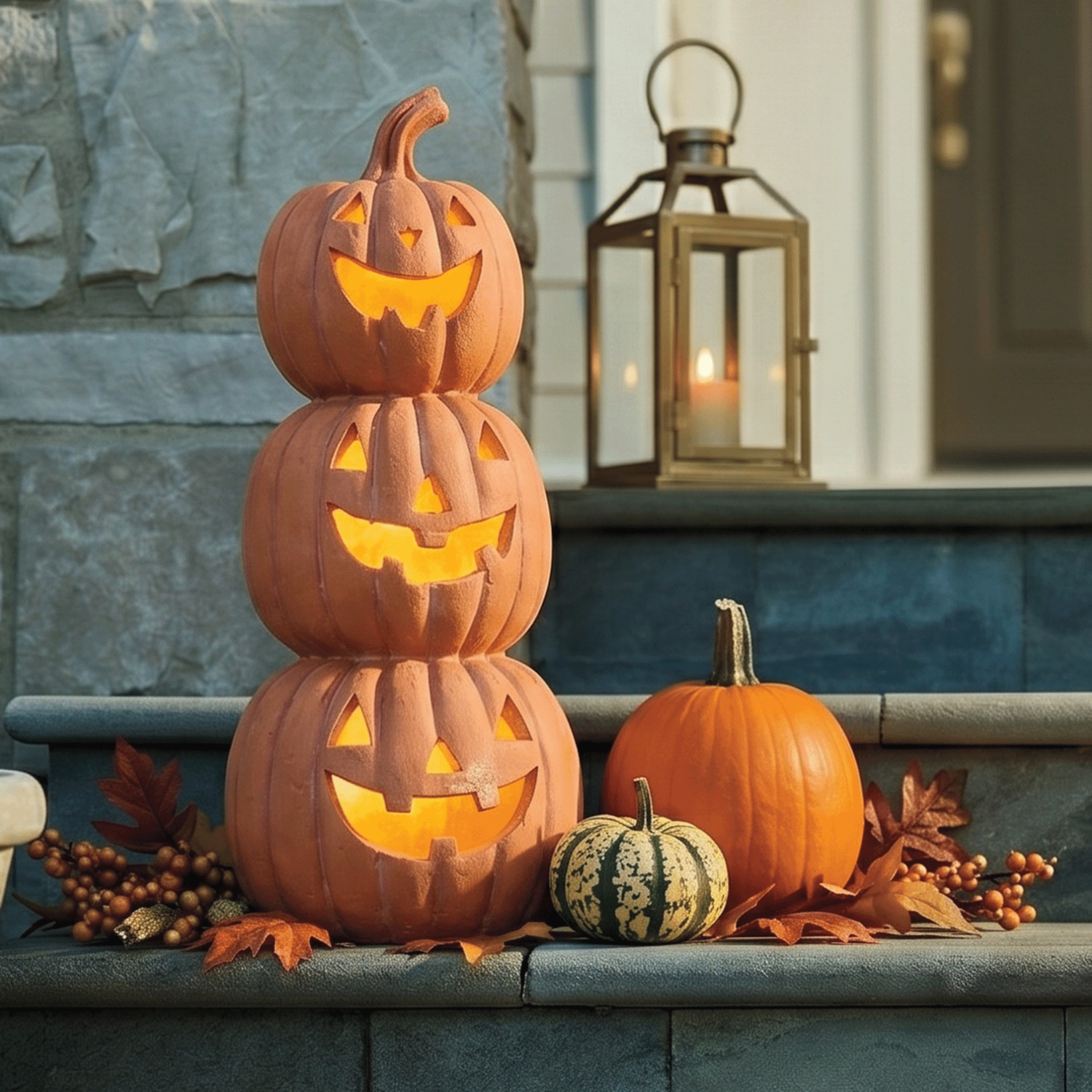 Lit Ceramic Jack-O-Lantern Stack | Montgomery Ward