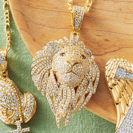 Men&#39;s Cubic Zirconia Lion Pendant , , large