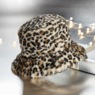 Faux-Fur Leopard-Print Bucket Hat, , large