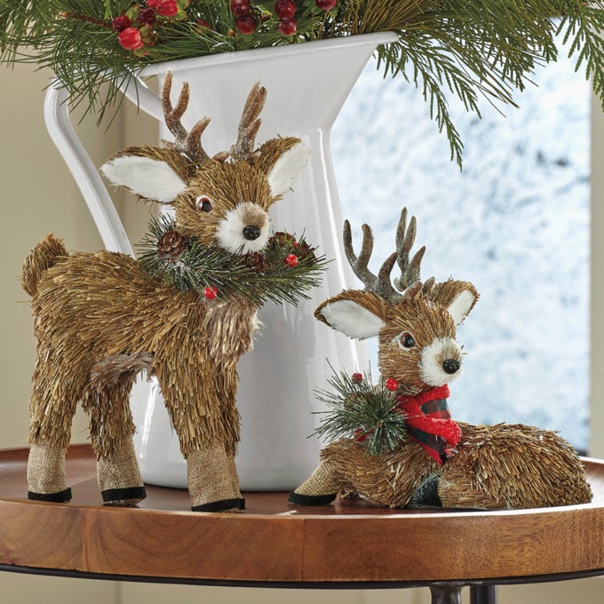 Set of 2 Sisal Christmas Reindeer, , large