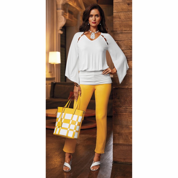 Ava Colored Slim Jean, Marigold, large