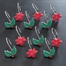 Set of 12 Poinsettia and Holly Berry Shower Hooks, , large