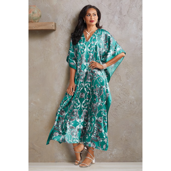Alluring Long Caftan with V-Neck, , large