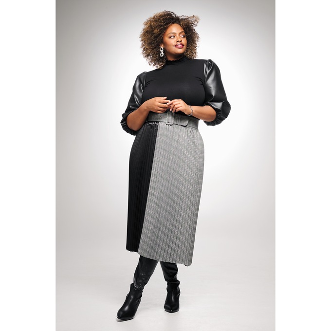 Lou Faux Leather + Jersey Top, , large