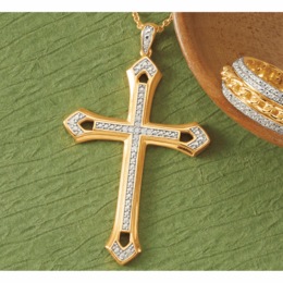 Men&#39;s Diamond Cross Pendant, , large