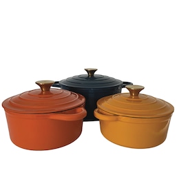 Set of 3 Cast Iron Dutch Ovens with Lids, , large