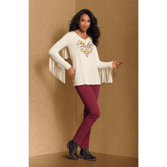 Shayanne Southwest Fringe T-Shirt, , large