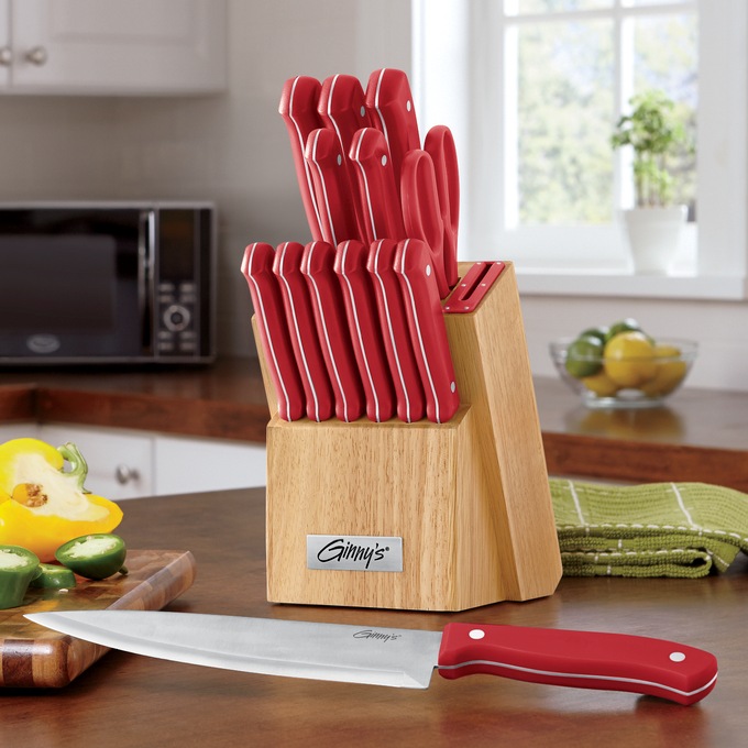 Ginny&#39;s 14-Piece Cutlery Knife Block with Sharpener, , large