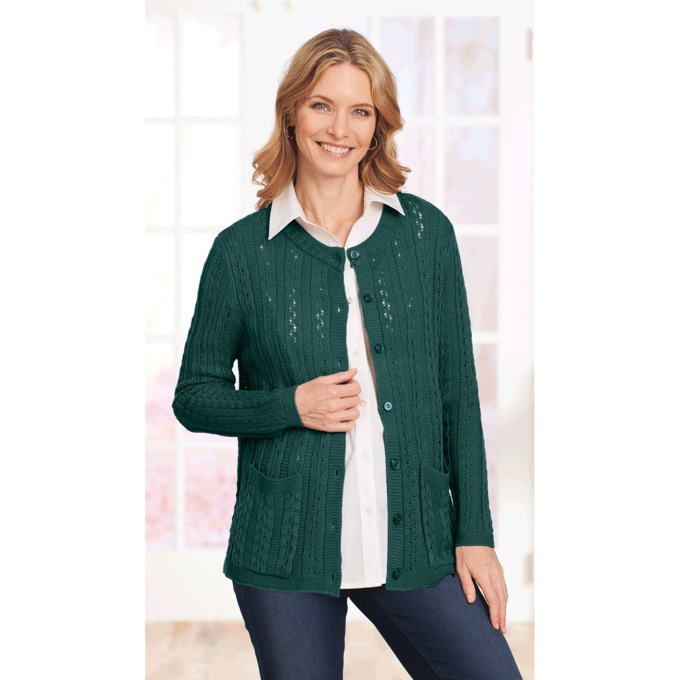 Cable Knit Cardigan, , large