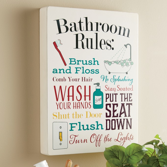 Bathroom Rules Wall Art, , large