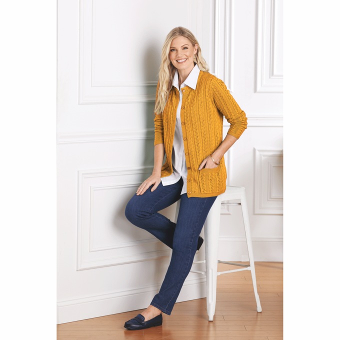 Cable Knit Cardigan, , large