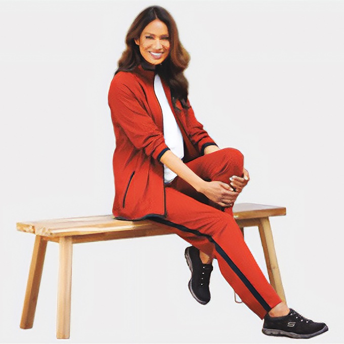 Contrast Stripe Set, Rust Black, large