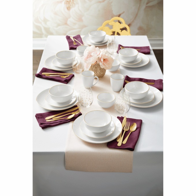 Gibson Home Ogalla 30-Piece Gold Banded Dinnerware Set, , large