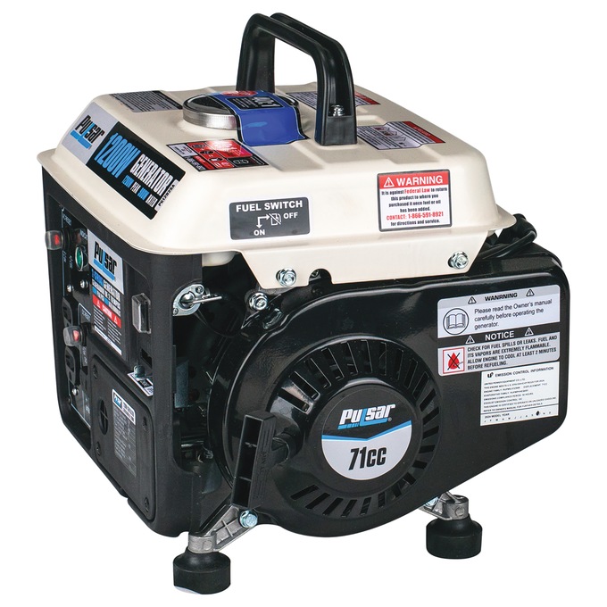 Pulsar 1200W/900W 2-Stroke Gas Generator, Black, large