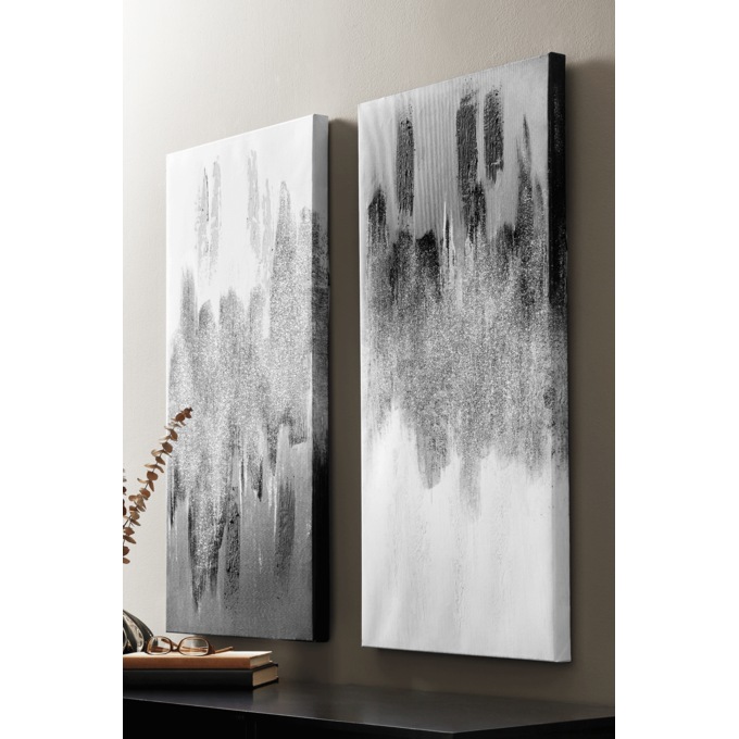 Set of 2 Glam Glitter Abstract Wall Art, Multi, large