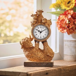 Hand-Painted Highland Cow Resin Tabletop Clock, , large