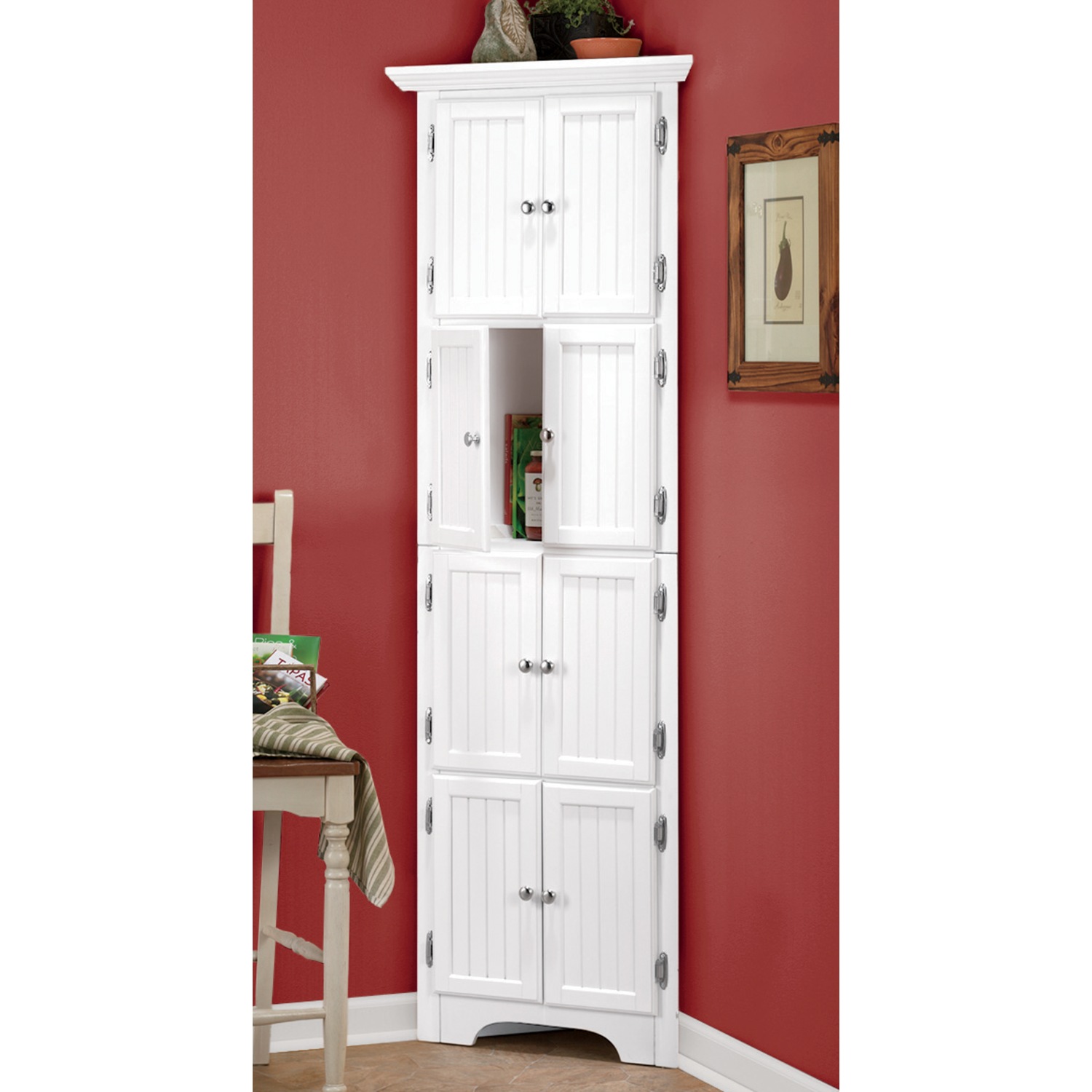 Westwick Tall Corner Storage Cabinet with 8 Doors