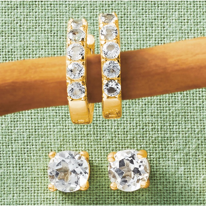 Gemstone 2-Pair Hoop & Post Set, , large