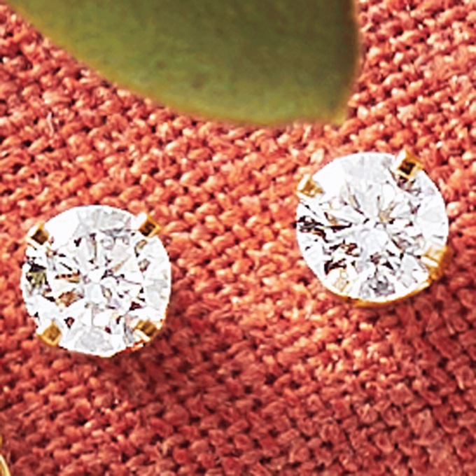 Lab-Diamond Solitaire Post Earrings, , large