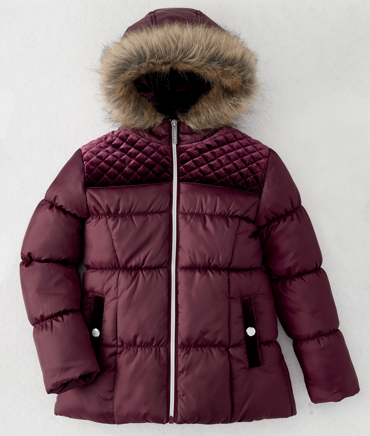 Limited Too Velvet and Faux-Fur Trim Puffer Jacket ...