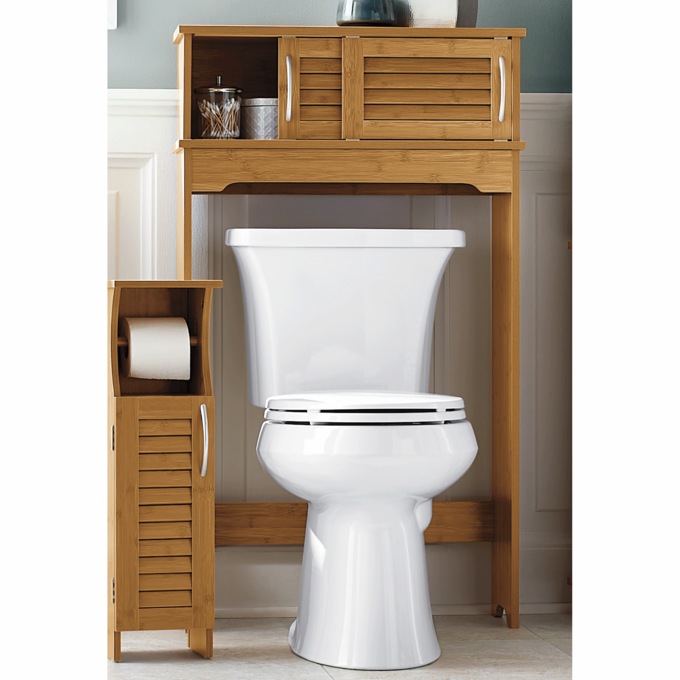 Bamboo-Finish Toilet Paper Holder, , large