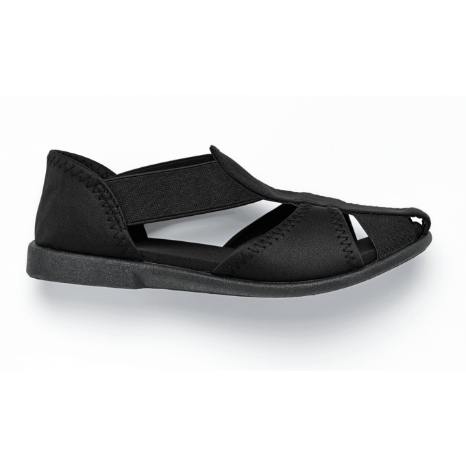 Spandex Rubber-Sole Sandal, Black, large
