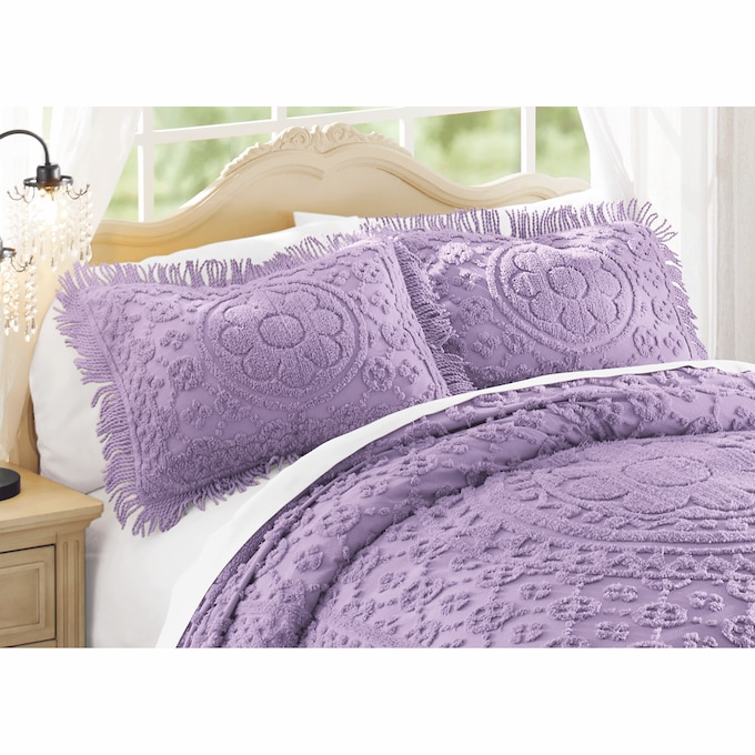 Emily Tufted Floral Cotton Chenille Sham, Lavender, large